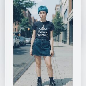 NWT Permanent Dark Blue Colored Denim Jean Mini Skirt Women’s Medium (sz 9) Y2K